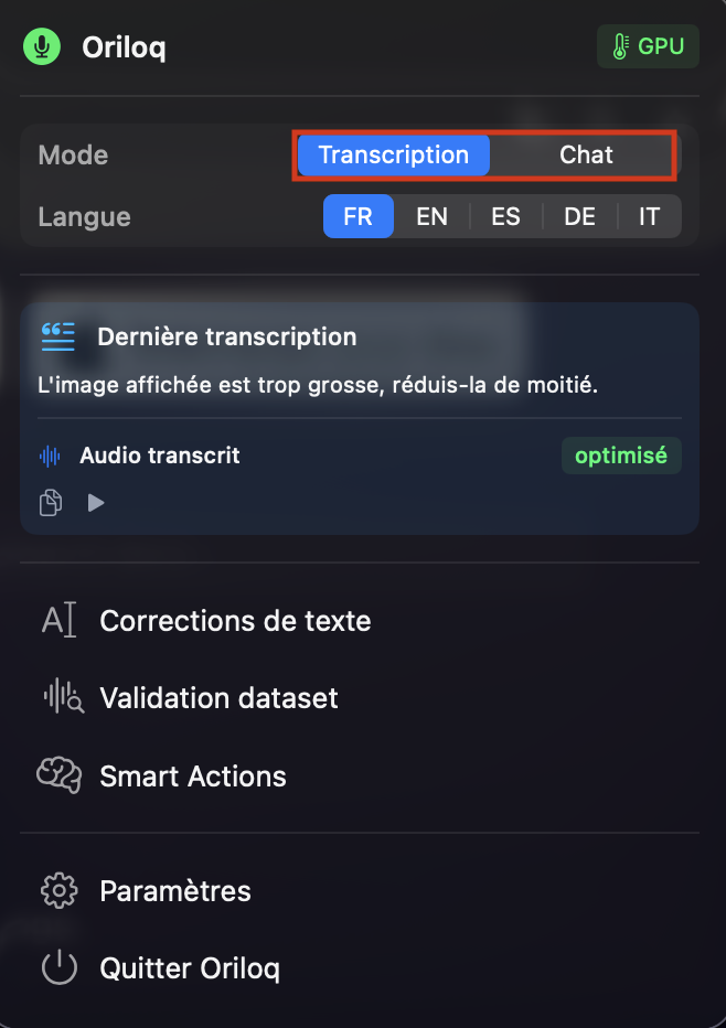 Transkriptionsoberfläche